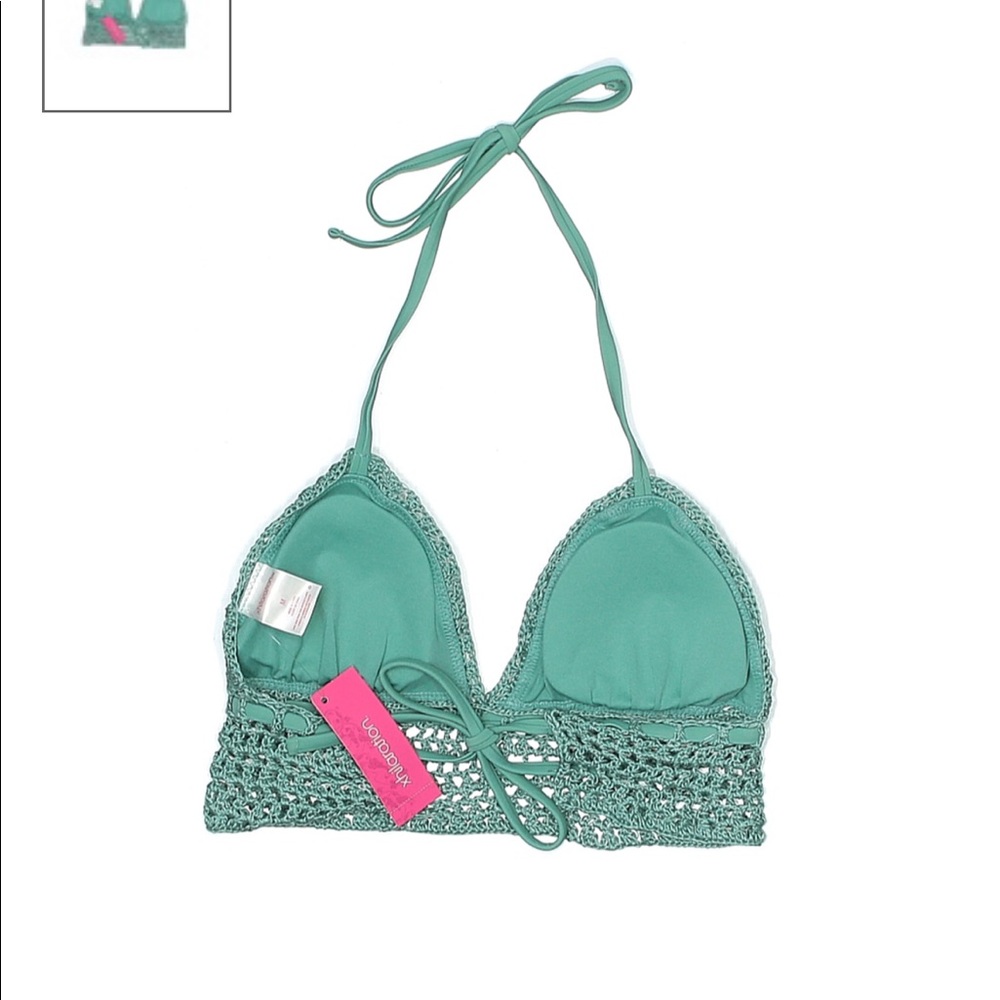 Xhilaration Teal Green Croqued Bikini Top Medium - Picture 2 of 7